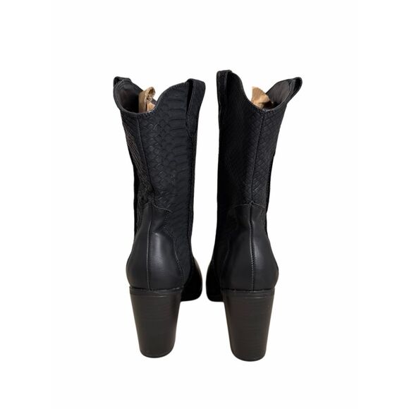 Mia Cindy Embossed Western Cowboy Boot in Black Python Size 8 NEW - Picture 5 of 7